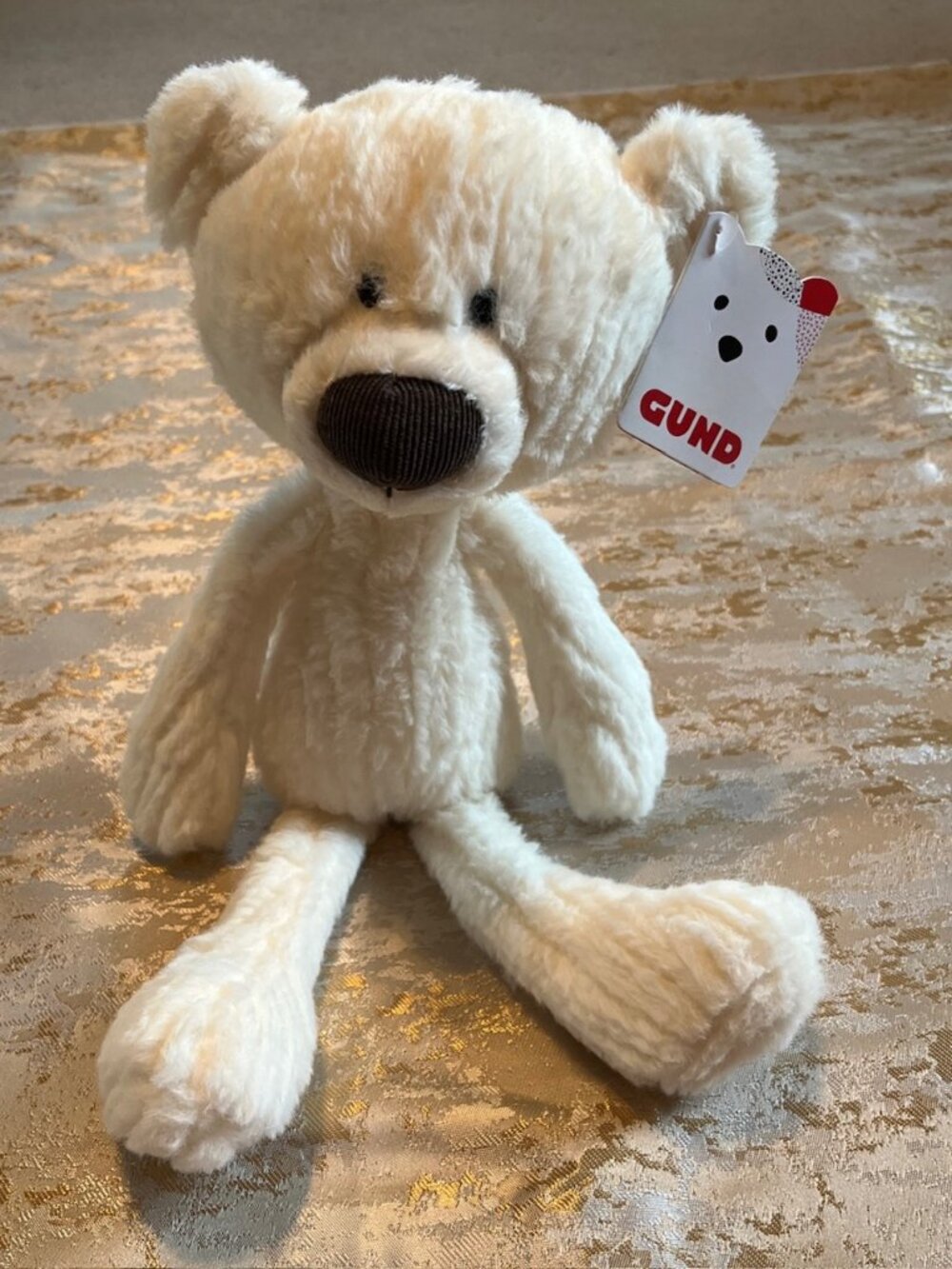 2022 Gund Toothpick Cable White Teddy Bear Plush 16" Lovey Stuffed Animal Toy